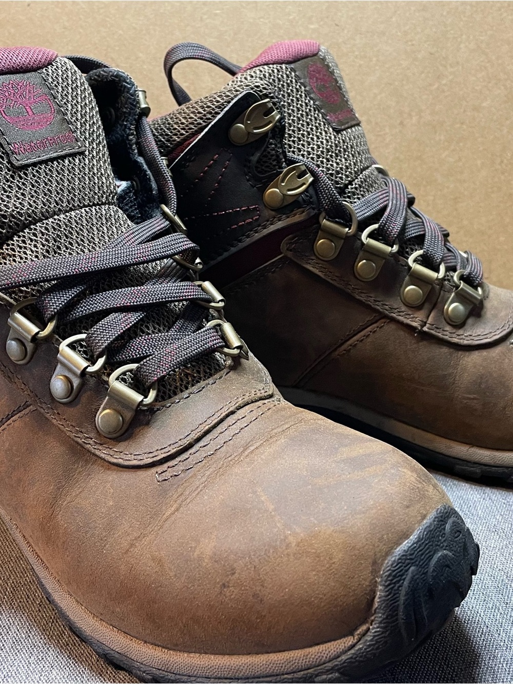 Timberland Brown & Maroon Women's Size 5 in Box Label